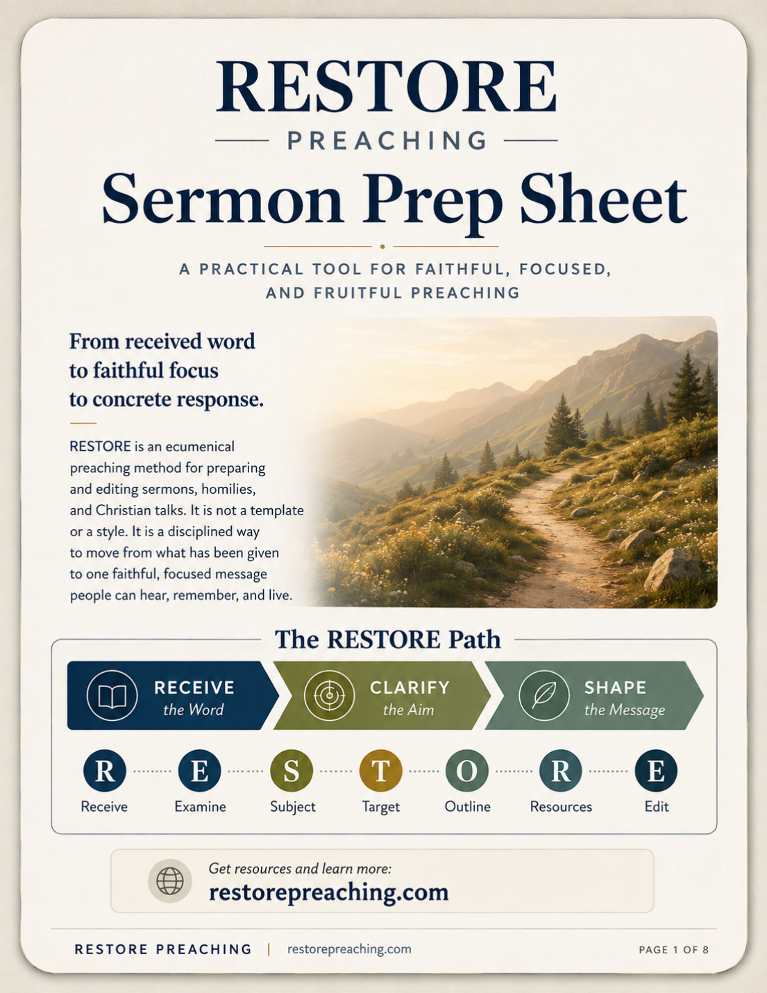 RESTORE Sermon Prep Sheet cover